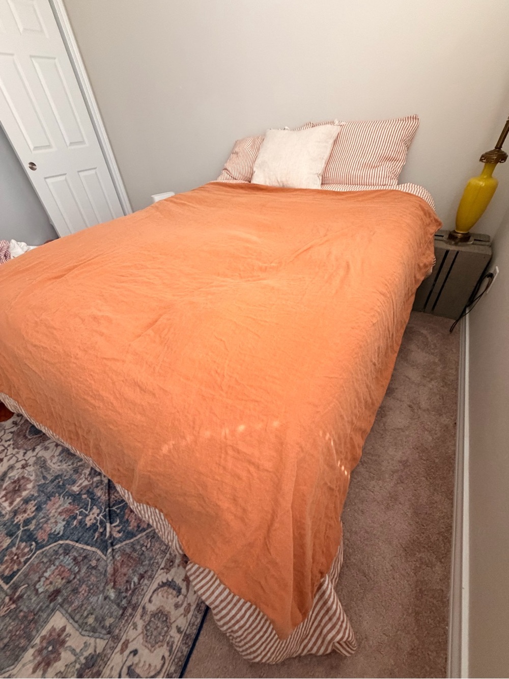Washed Orange Linen Duvet Cover - Lightweight Comfort